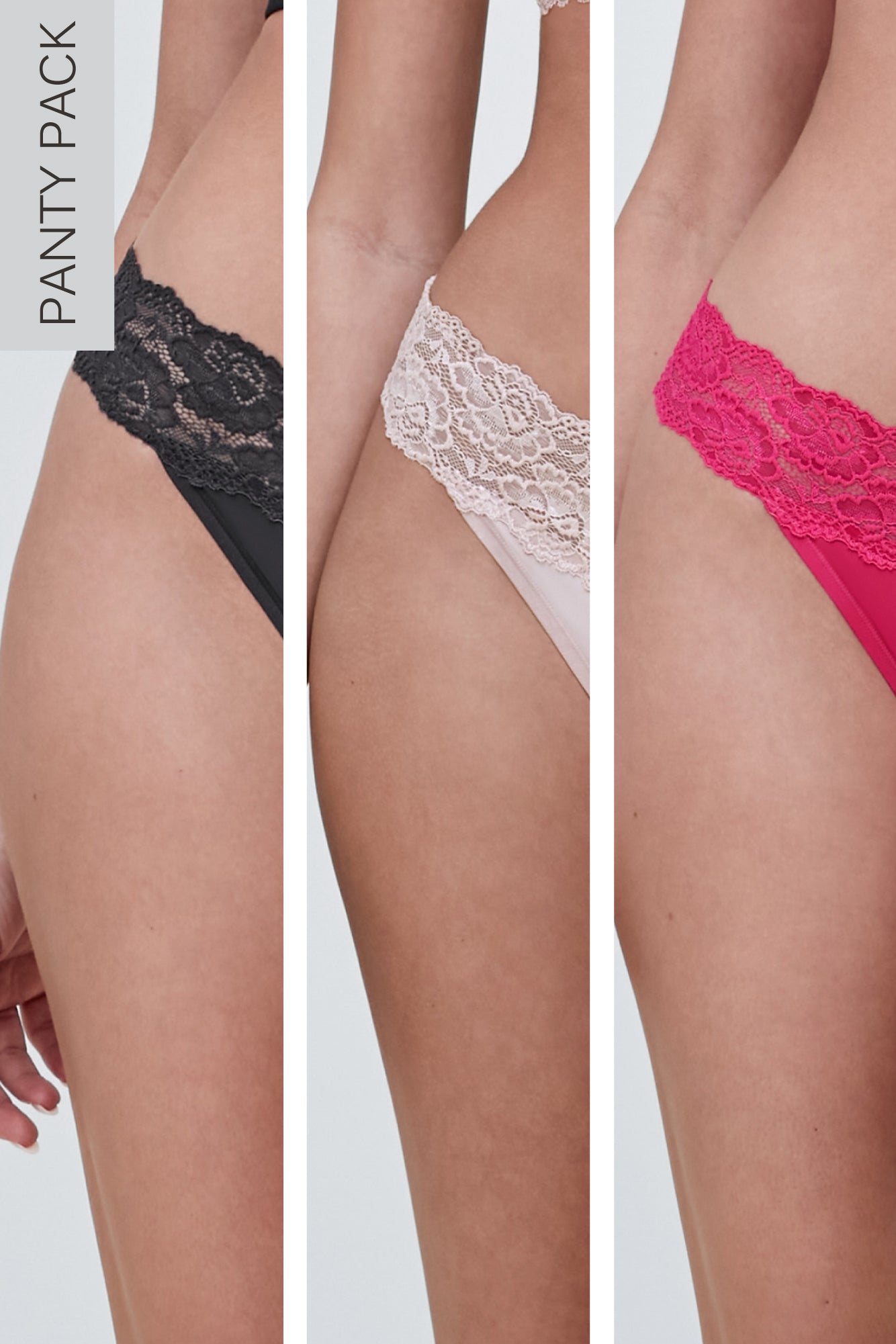 Goddess Lace Trim Thong 3-Pack - FINAL SALE