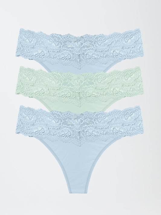 Goddess Lace Trim Thong 3 Pack - FINAL SALE